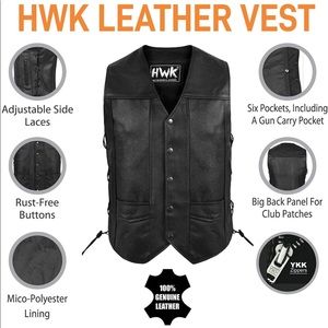 Leather motorcycle vest